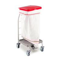 Carro para ropa sucia con tapa y pedal: Equipado con un saco de 70 litros